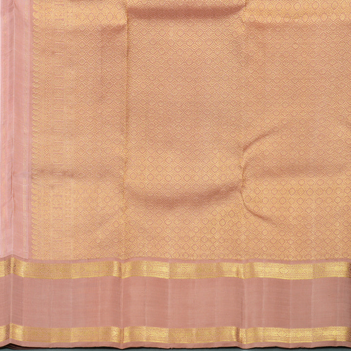 Hayagrivas Peach Pink Handloom Kanjivaram Silk Saree with Light Chocolate Brown Border KBD1605A2-2