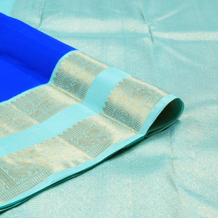 Hayagrivas Blue Handloom Kanjivaram Silk Saree with Sea Blue Border KBD1605A2-3