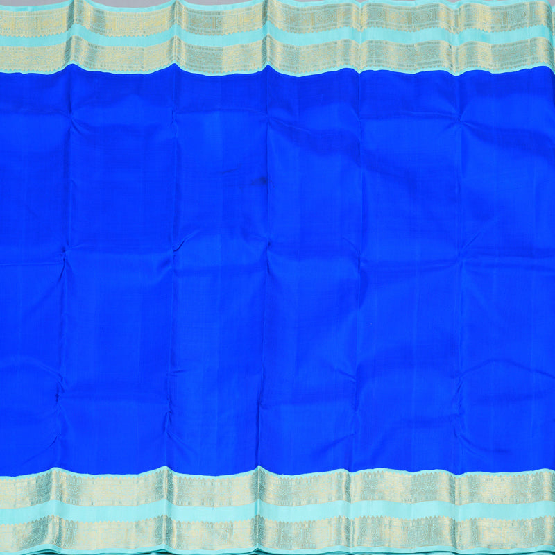 Hayagrivas Blue Handloom Kanjivaram Silk Saree with Sea Blue Border KBD1605A2-3