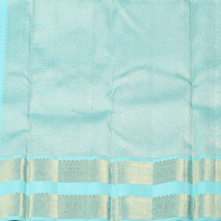 Hayagrivas Blue Handloom Kanjivaram Silk Saree with Sea Blue Border KBD1605A2-3