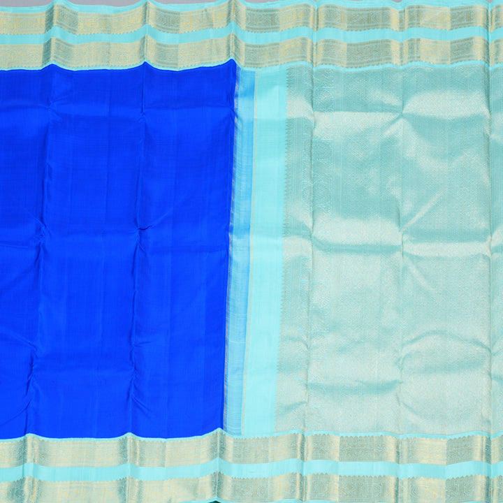 Hayagrivas Blue Handloom Kanjivaram Silk Saree with Sea Blue Border KBD1605A2-3