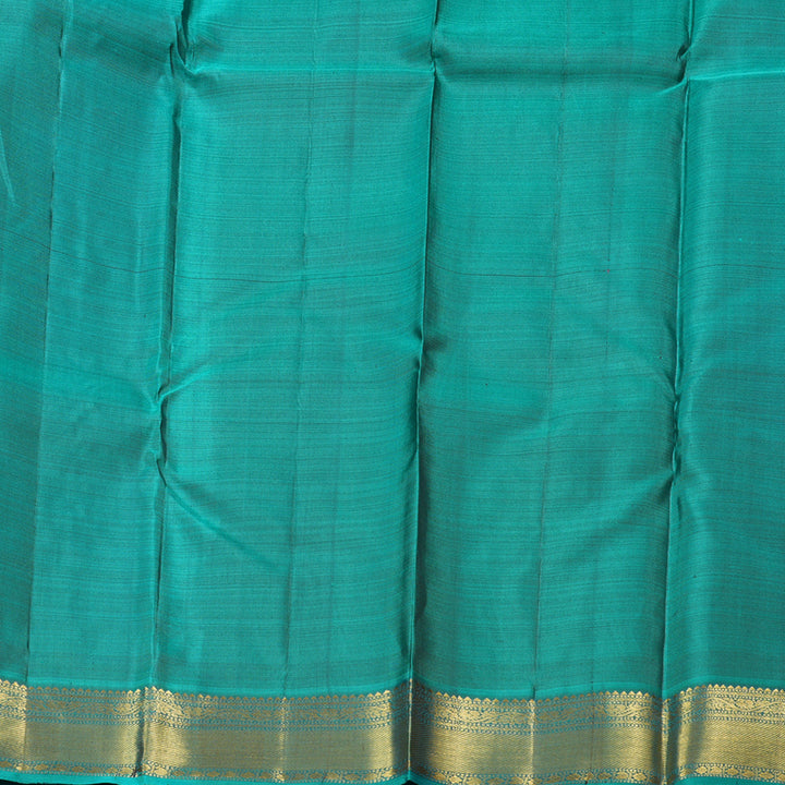 Hayagrivas Rosewood Pink Handloom Kanjivaram Silk Saree with Teal Blue Border KBD1607A1-3