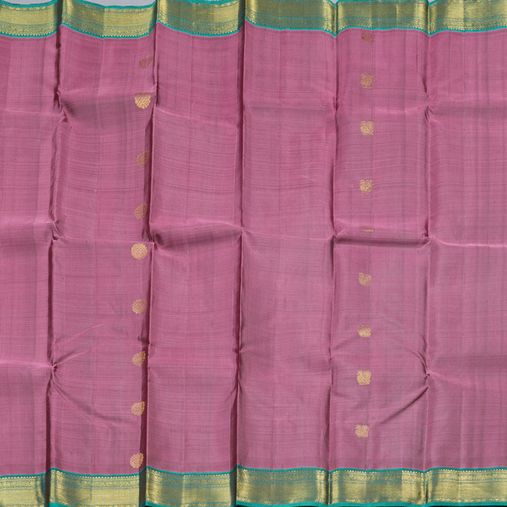 Hayagrivas Rosewood Pink Handloom Kanjivaram Silk Saree with Teal Blue Border KBD1607A1-3