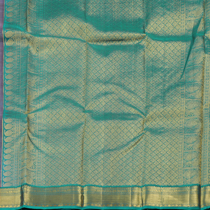 Hayagrivas Rosewood Pink Handloom Kanjivaram Silk Saree with Teal Blue Border KBD1607A1-3