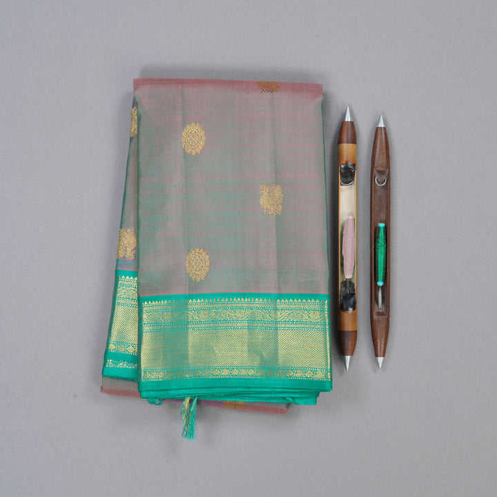 Hayagrivas Handloom Kanjivaram Silk Saree in Dusky Duet Sea Blue With Pink KBD1607A1-7