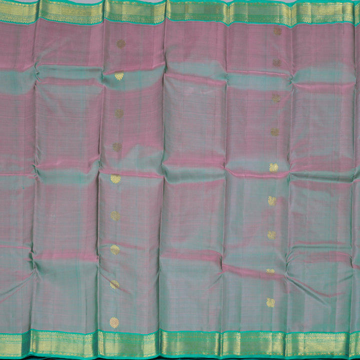 Hayagrivas Handloom Kanjivaram Silk Saree in Dusky Duet Sea Blue With Pink KBD1607A1-7