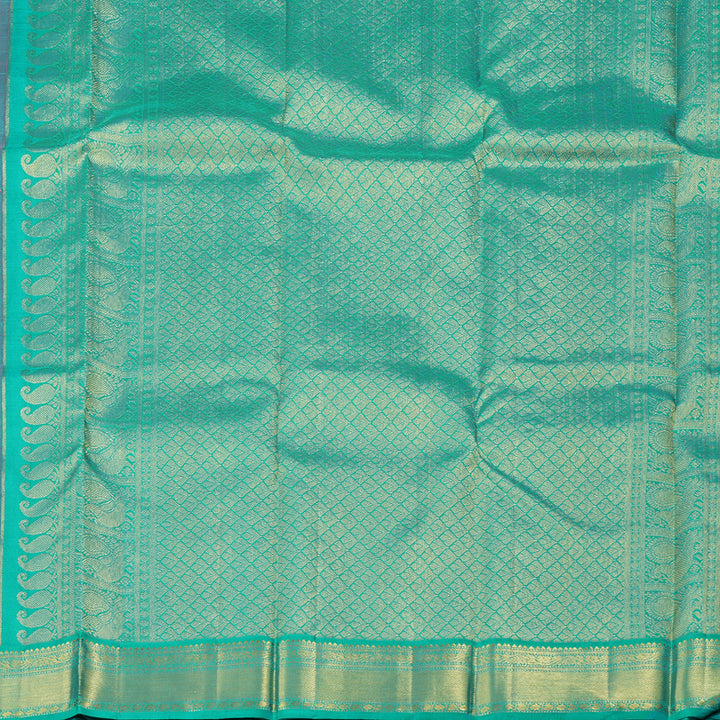 Hayagrivas Handloom Kanjivaram Silk Saree in Dusky Duet Sea Blue With Pink KBD1607A1-7