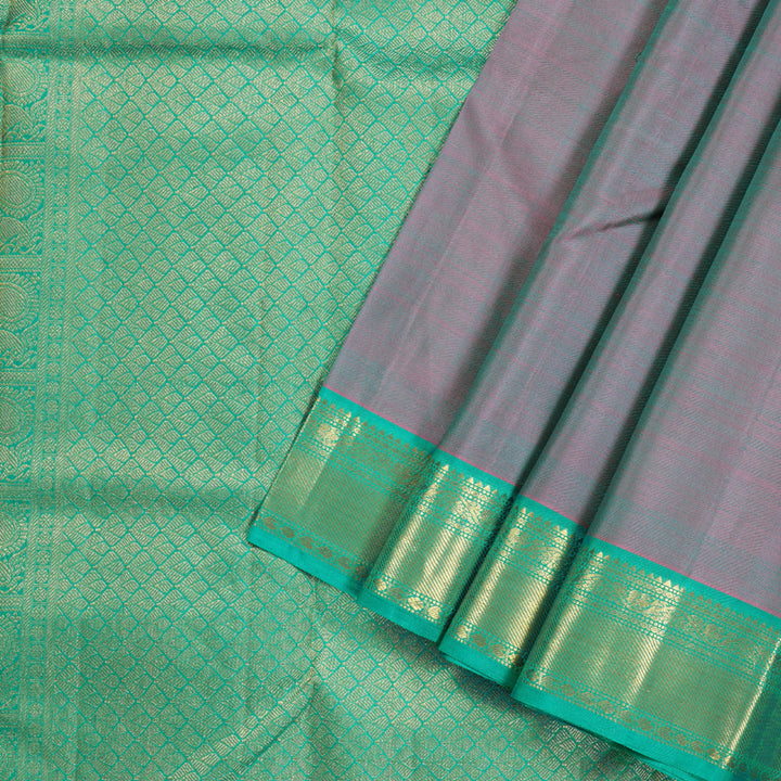 Hayagrivas Handloom Kanjivaram Silk Saree in Dusky Duet Sea Blue With Pink KBD1607A1-7