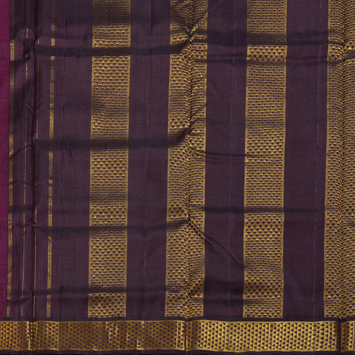 Hayagrivas Dual Tone (Yellow With Pink) Handloom Kanjivaram Ten Yards Silk Saree with Dark Brown Border KBD1608A2-1