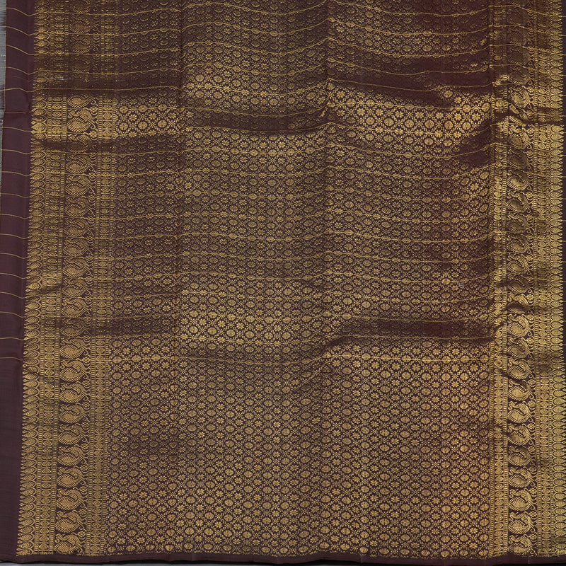 Hayagrivas Grey Handloom Kanjivaram Silk Saree with Dark Brown Border KBD1611A2-1