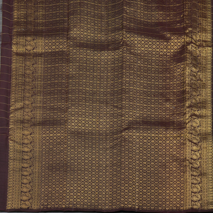 Hayagrivas Grey Handloom Kanjivaram Silk Saree with Dark Brown Border KBD1611A2-1