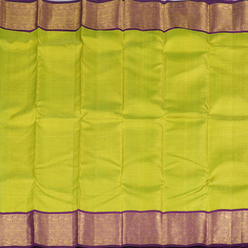 Hayagrivas Fluorescent Green Handloom Kanjivaram Silk Saree with Dark Purple Border KBD1614A1-2
