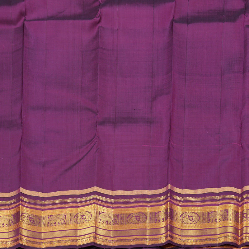 Hayagrivas Lemon Green Handloom Kanjivaram Silk Saree with Dark Purple Border KBD1615A1-1