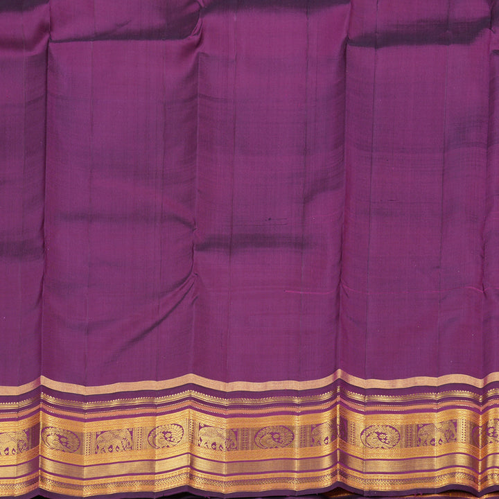 Hayagrivas Lemon Green Handloom Kanjivaram Silk Saree with Dark Purple Border KBD1615A1-1