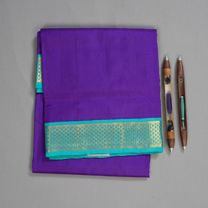 Hayagrivas Indigo Blue Handloom Kanjivaram Ten Yards Madisar  Silk Saree with Sea Blue Border KBD1620A8-1