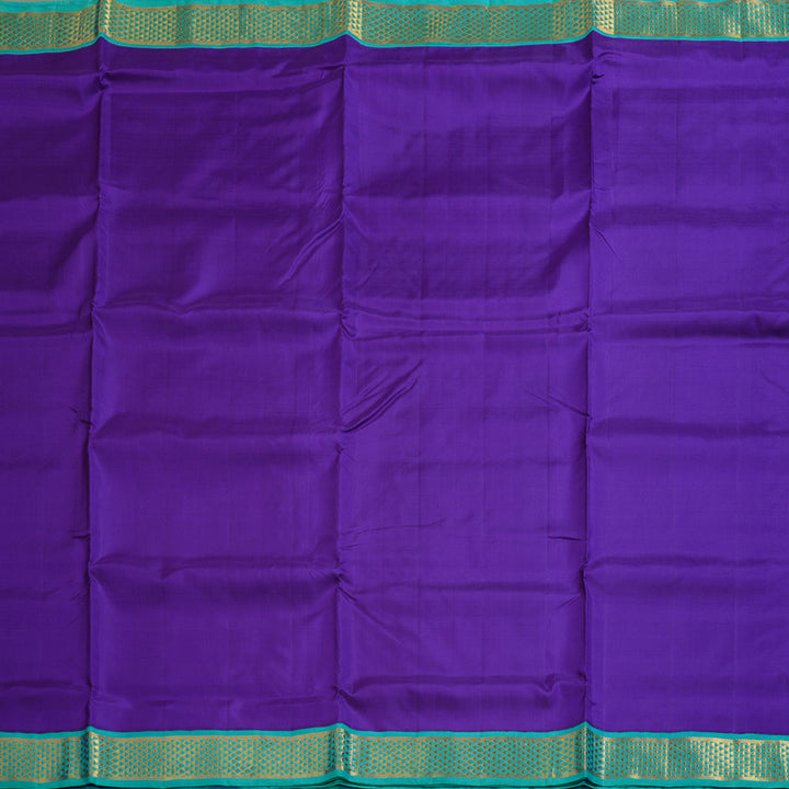 Hayagrivas Indigo Blue Handloom Kanjivaram Ten Yards Madisar  Silk Saree with Sea Blue Border KBD1620A8-1