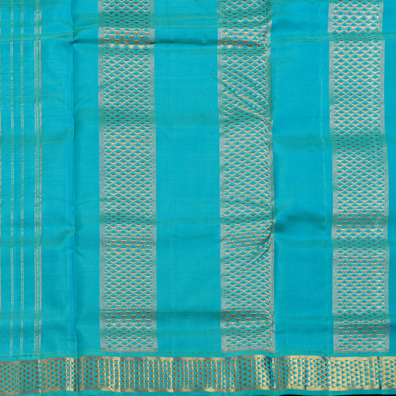 Hayagrivas Indigo Blue Handloom Kanjivaram Ten Yards Madisar  Silk Saree with Sea Blue Border KBD1620A8-1