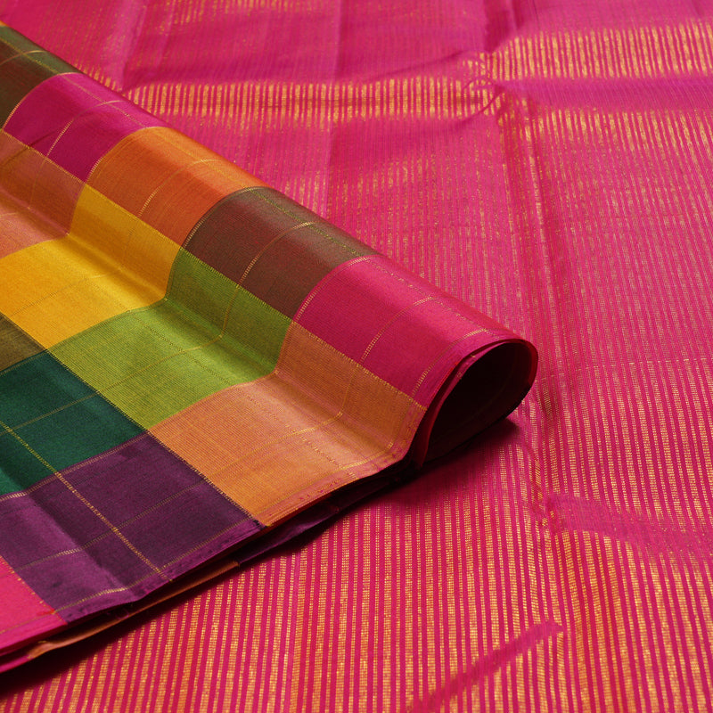 Hayagrivas Multi Color Checks Handloom Kanjivaram Silk Saree KBD1622A1-2