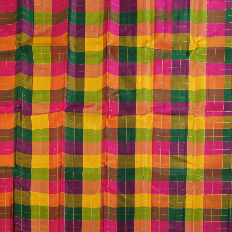 Hayagrivas Multi Color Checks Handloom Kanjivaram Silk Saree KBD1622A1-2
