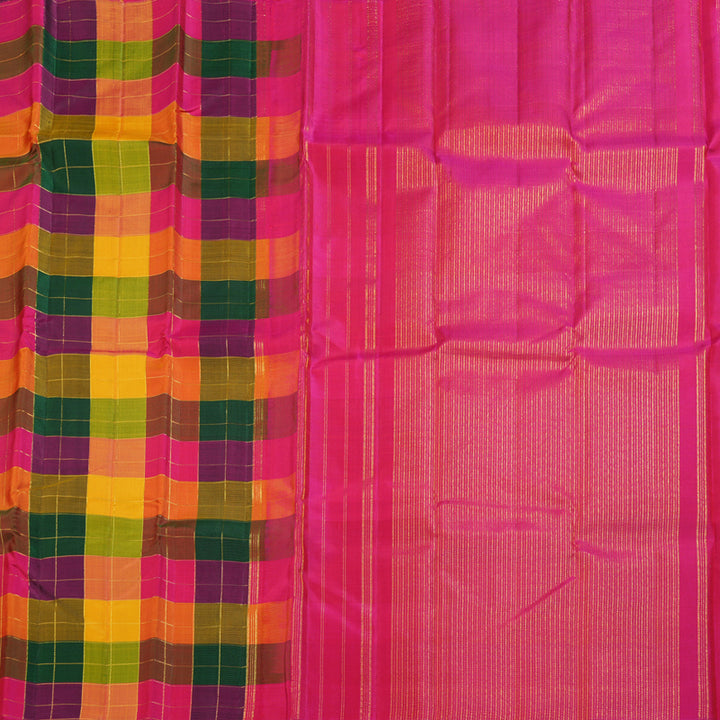 Hayagrivas Multi Color Checks Handloom Kanjivaram Silk Saree KBD1622A1-2