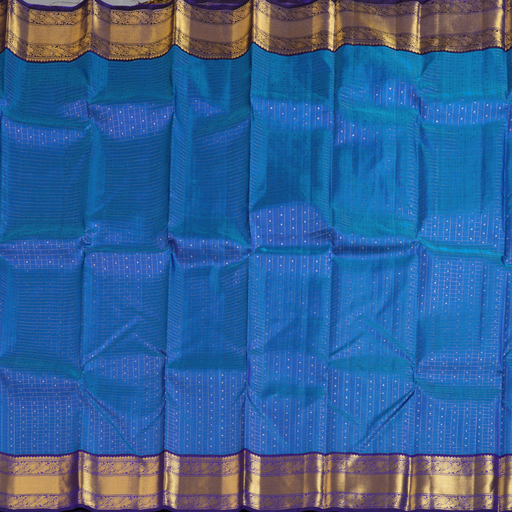 Hayagrivas Serene Blue Handloom Kanjivaram Silk Saree with Dark Blue Border KBD1622A10-1