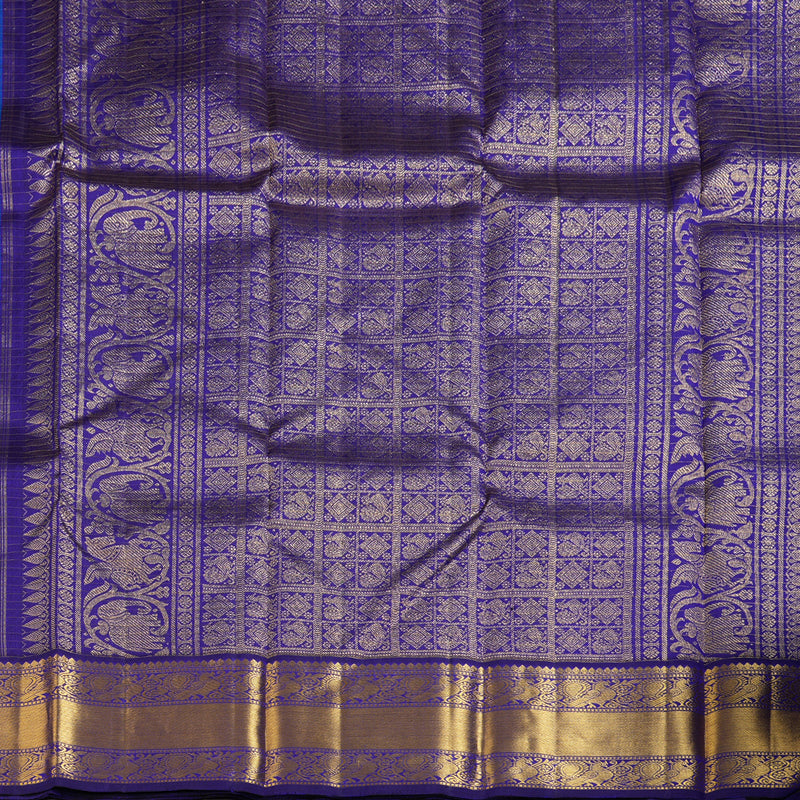 Hayagrivas Serene Blue Handloom Kanjivaram Silk Saree with Dark Blue Border KBD1622A10-1