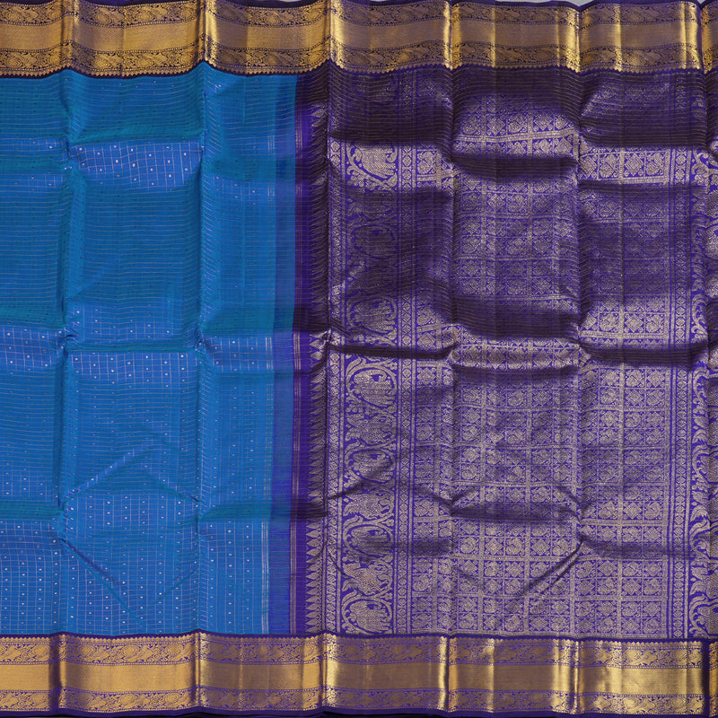 Hayagrivas Serene Blue Handloom Kanjivaram Silk Saree with Dark Blue Border KBD1622A10-1