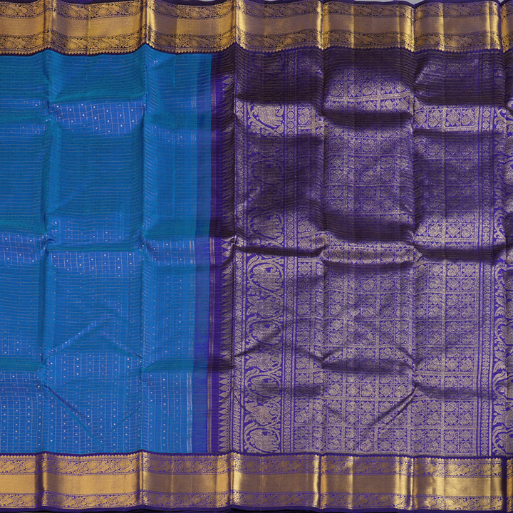 Hayagrivas Serene Blue Handloom Kanjivaram Silk Saree with Dark Blue Border KBD1622A10-1