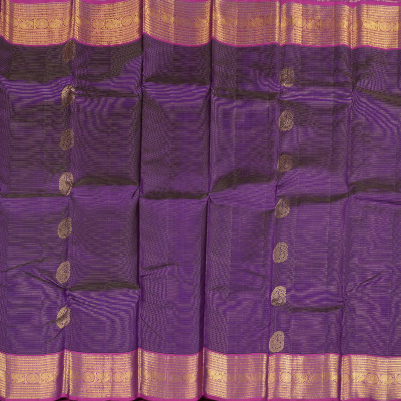 Hayagrivas Dark Purple Handloom Kanjivaram Silk Saree with Violet Border with KBD1622A10-2