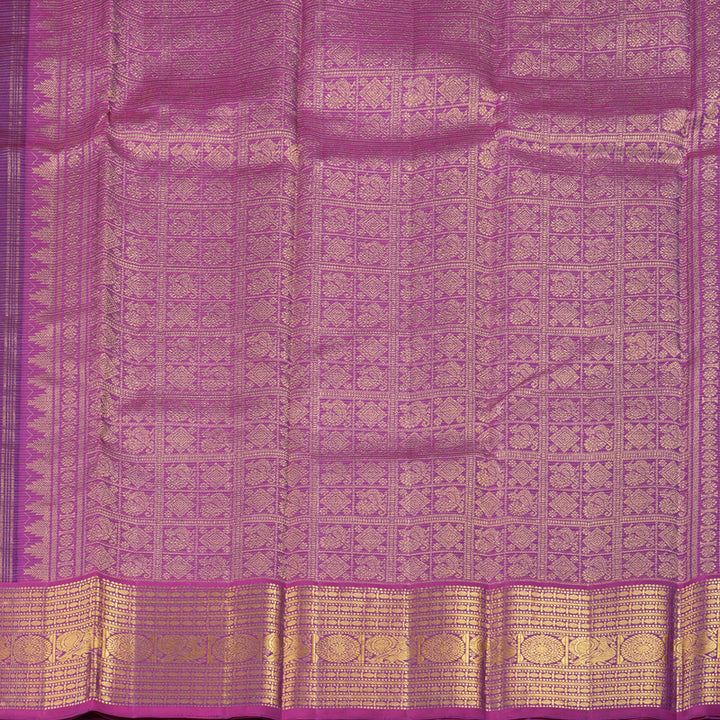 Hayagrivas Dark Purple Handloom Kanjivaram Silk Saree with Violet Border with KBD1622A10-2