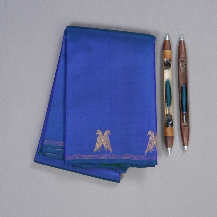 Hayagrivas Peacock Blue Handloom Kanjivaram Silk Saree KBD1622A2-1