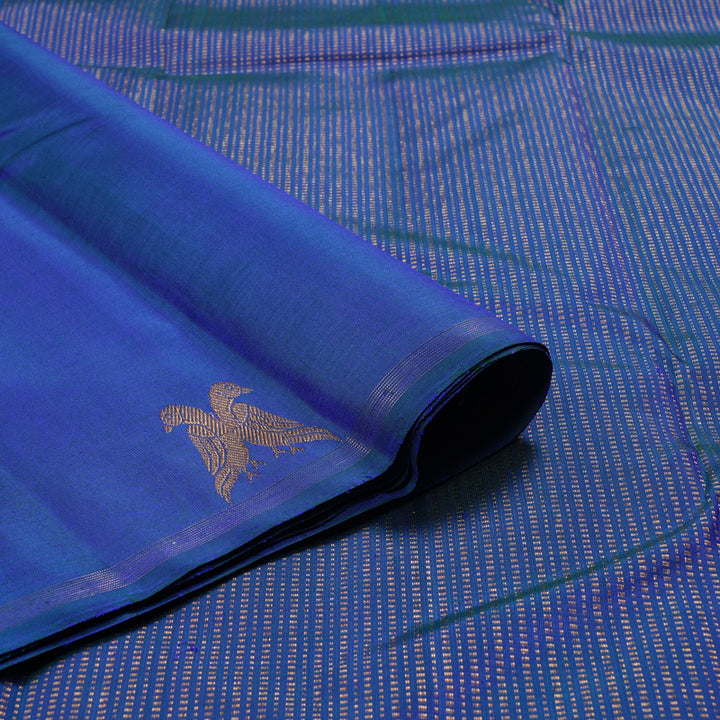 Hayagrivas Peacock Blue Handloom Kanjivaram Silk Saree KBD1622A2-1