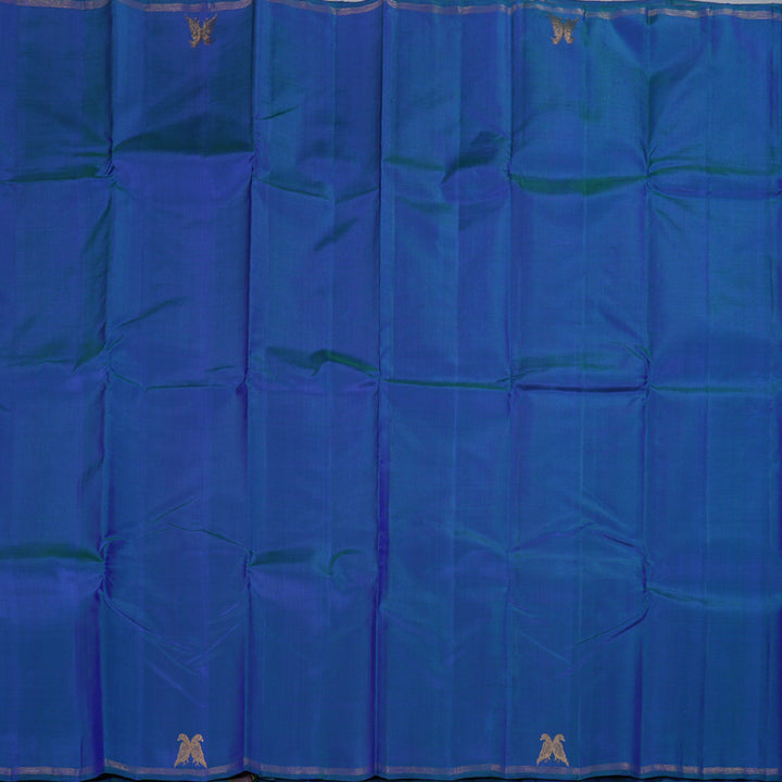 Hayagrivas Peacock Blue Handloom Kanjivaram Silk Saree KBD1622A2-1