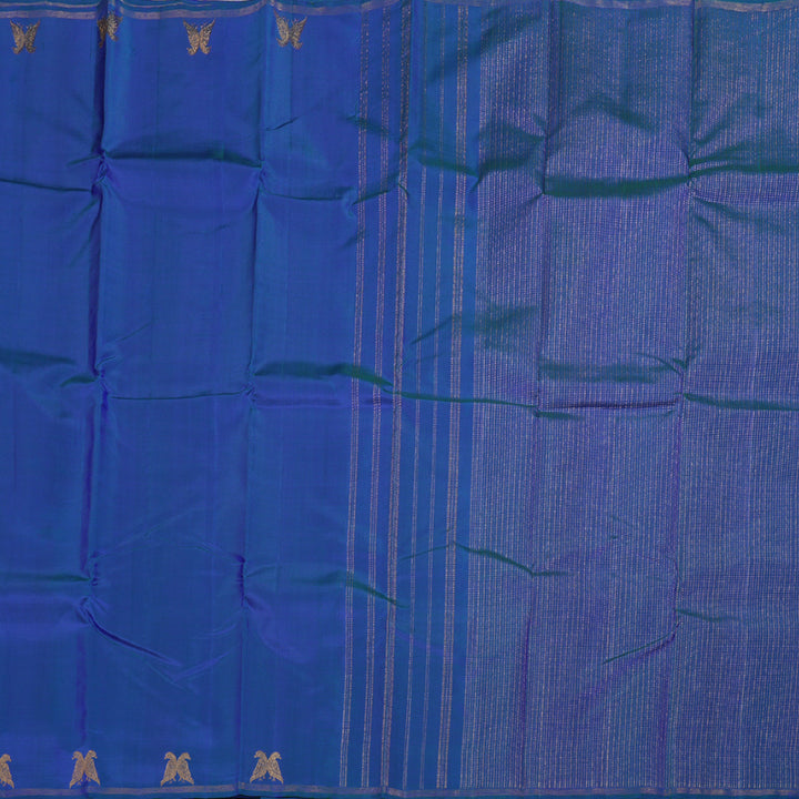 Hayagrivas Peacock Blue Handloom Kanjivaram Silk Saree KBD1622A2-1