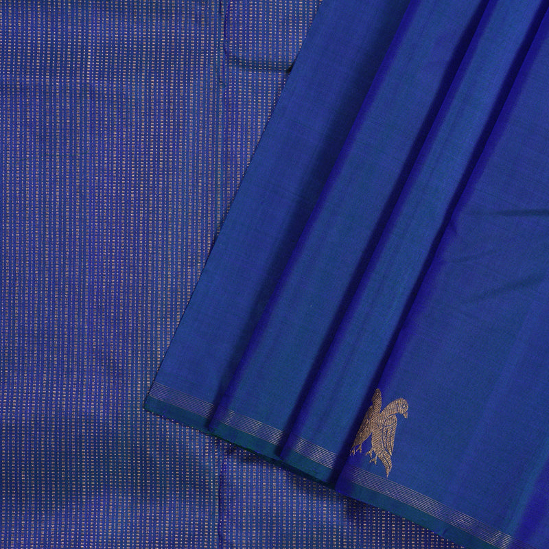 Hayagrivas Peacock Blue Handloom Kanjivaram Silk Saree KBD1622A2-1