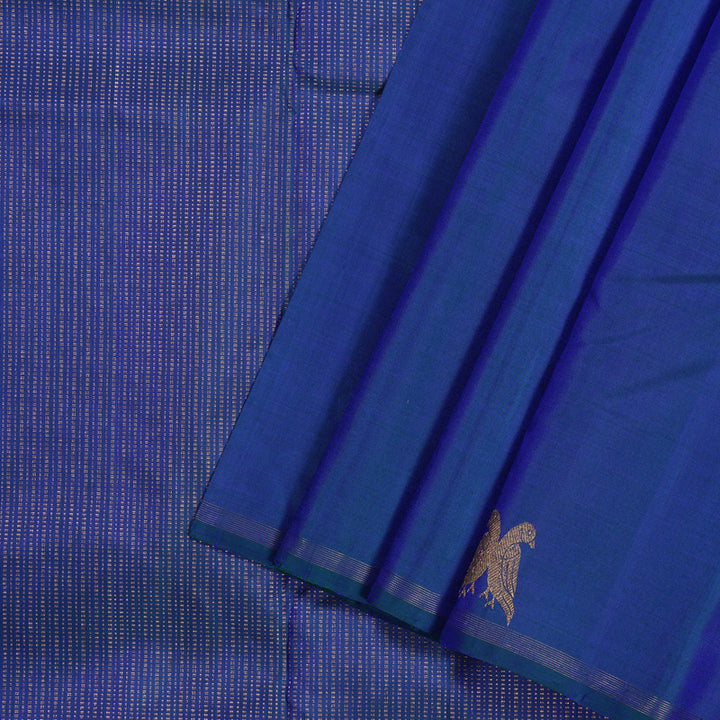 Hayagrivas Peacock Blue Handloom Kanjivaram Silk Saree KBD1622A2-1