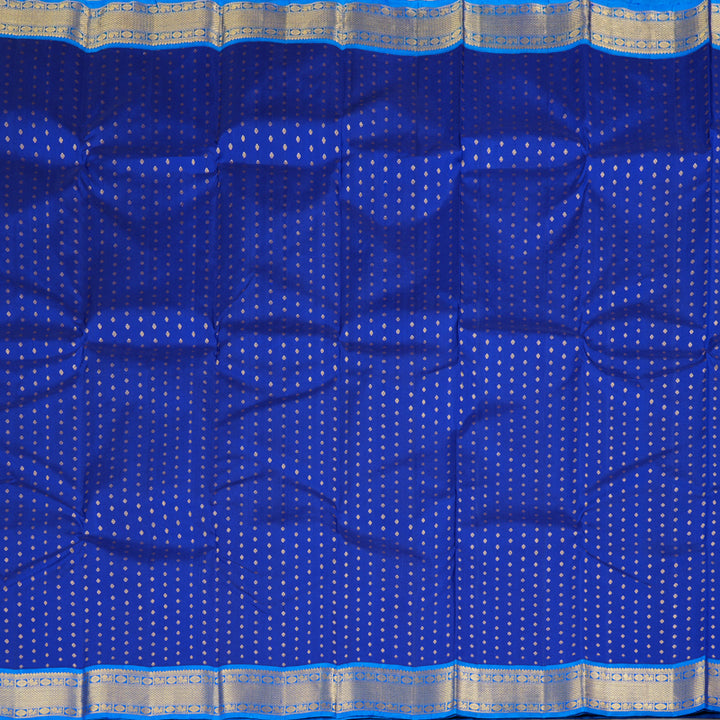 Hayagrivas Blue Handloom Kanjivaram Silk Saree with Sky Blue Border KBD1622A7-1