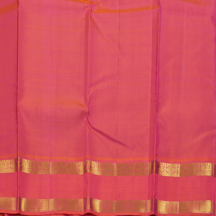 Hayagrivas Blue Handloom Kanjivaram Silk Saree with Orangish Pink Border KBD1624A4-1