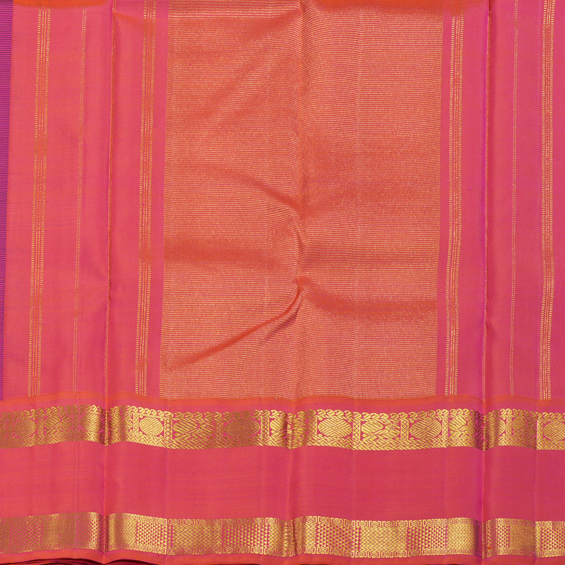 Hayagrivas Blue Handloom Kanjivaram Silk Saree with Orangish Pink Border KBD1624A4-1