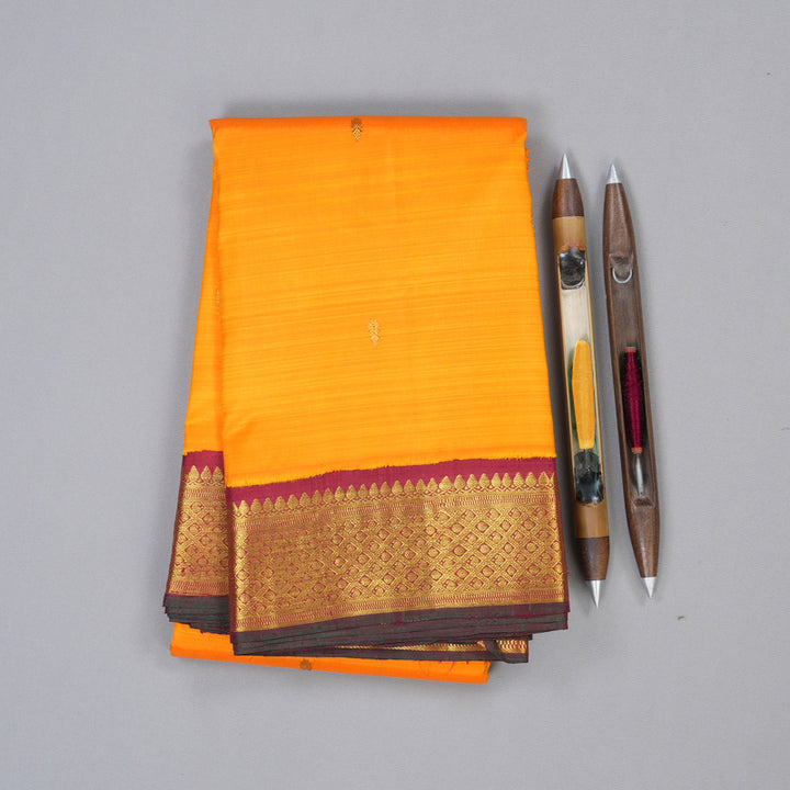 Hayagrivas Handloom Kanjivaram Silk Saree in Radiant Mango Yellow KBD1824A7-2