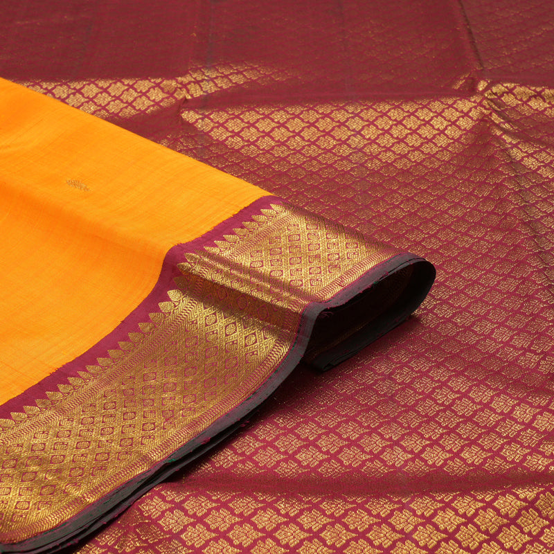 Hayagrivas Handloom Kanjivaram Silk Saree in Radiant Mango Yellow KBD1824A7-2