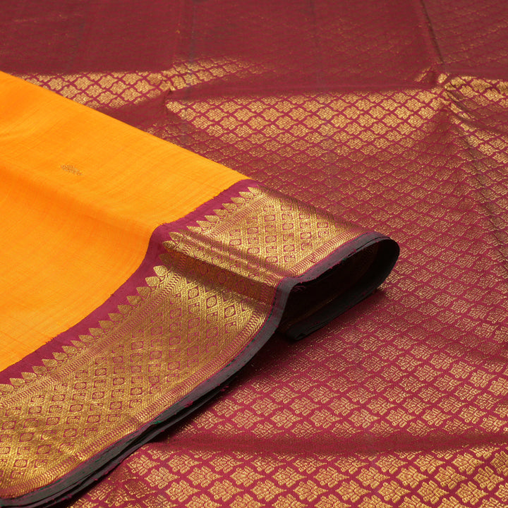 Hayagrivas Handloom Kanjivaram Silk Saree in Radiant Mango Yellow KBD1824A7-2