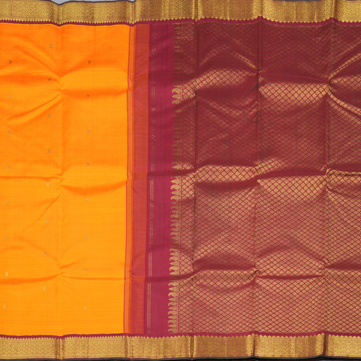 Hayagrivas Handloom Kanjivaram Silk Saree in Radiant Mango Yellow KBD1824A7-2