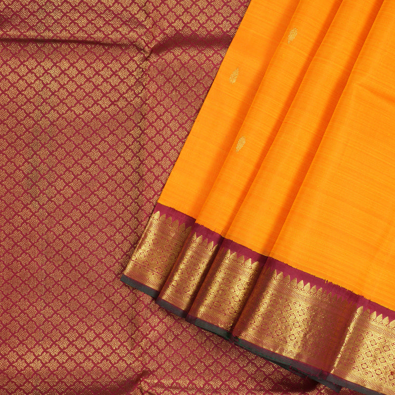 Hayagrivas Handloom Kanjivaram Silk Saree in Radiant Mango Yellow KBD1824A7-2