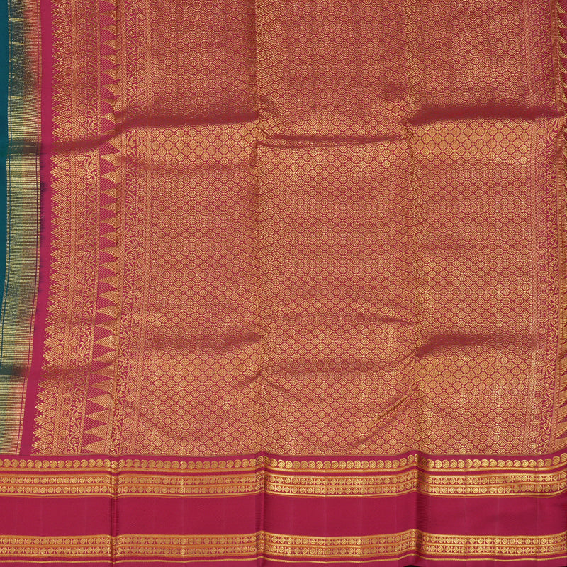Hayagrivas Handloom Mayilkazhuthu Kanjivaram Silk Saree with Reddish-Pink Border KBD1625A2-2