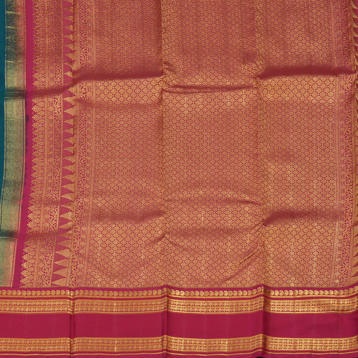 Hayagrivas Handloom Mayilkazhuthu Kanjivaram Silk Saree with Reddish-Pink Border KBD1625A2-2