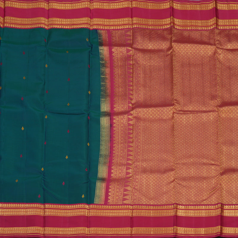Hayagrivas Handloom Mayilkazhuthu Kanjivaram Silk Saree with Reddish-Pink Border KBD1625A2-2