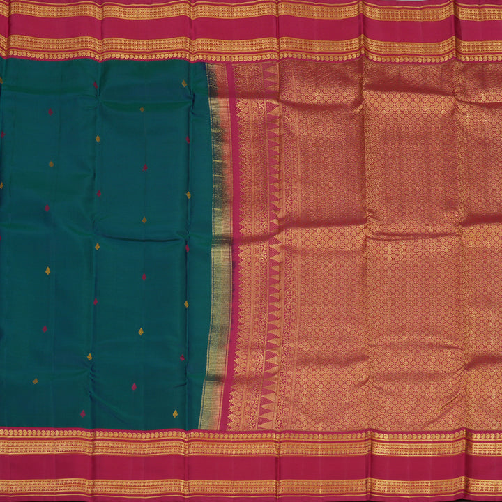 Hayagrivas Handloom Mayilkazhuthu Kanjivaram Silk Saree with Reddish-Pink Border KBD1625A2-2