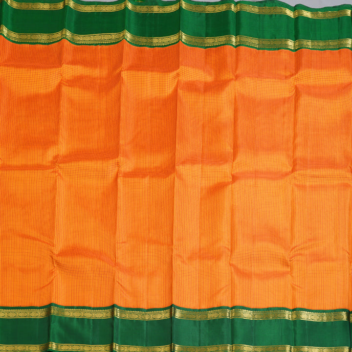 Hayagrivas Mango Yellow Handloom Kanjivaram Silk Saree with Bottle Green Border KBD1631A3-2