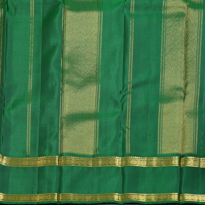 Hayagrivas Mango Yellow Handloom Kanjivaram Silk Saree with Bottle Green Border KBD1631A3-2